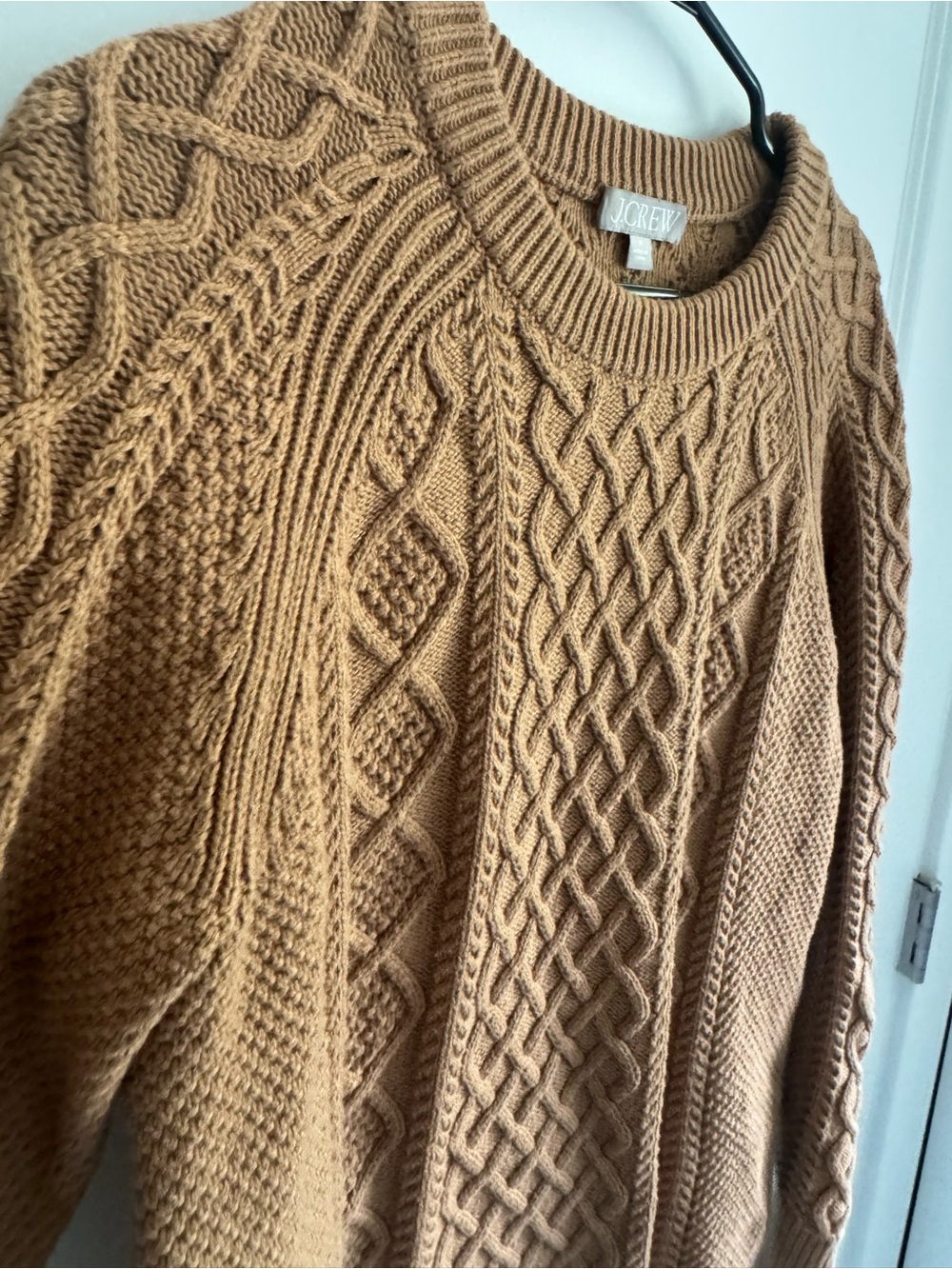 J. Crew Camel Cable Crewneck Sweater